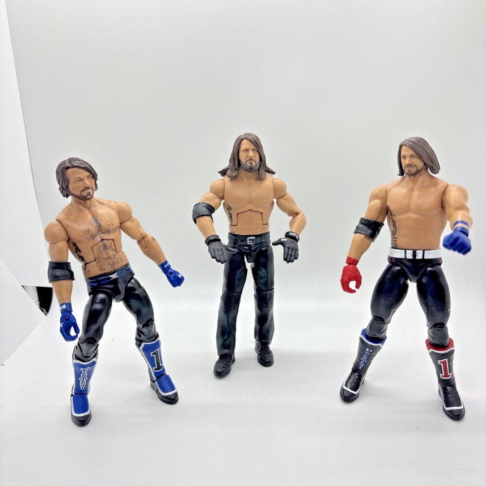 WWE AJ Styles Action Figure Lot of 3 The Phenomenal One Mattel Elite Basic